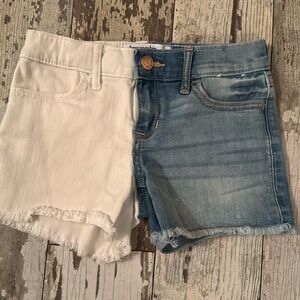 Girls two tone denim shorts